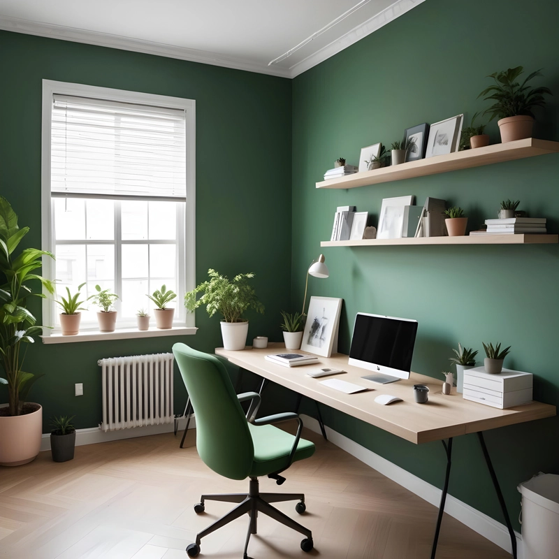 Modern green-themed room.